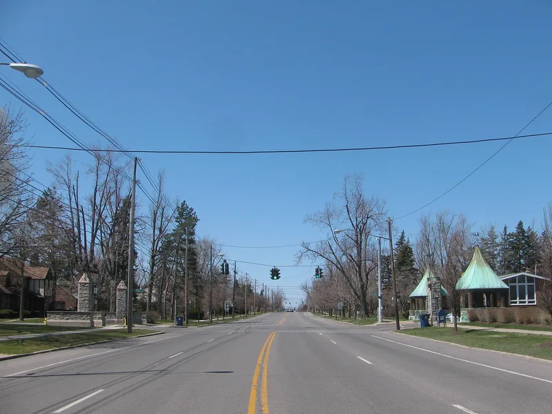 Entranceways at Main Street at Lamarck Drive and Smallwood Drive, Amherst, New York