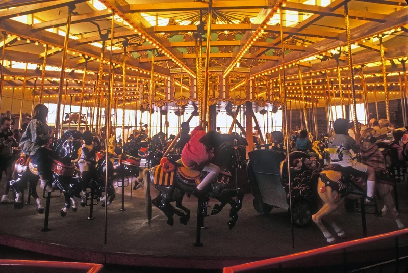 Looff Carousel and Roller Coaster on the Santa Cruz Beach Boardwalk, Santa Cruz, California